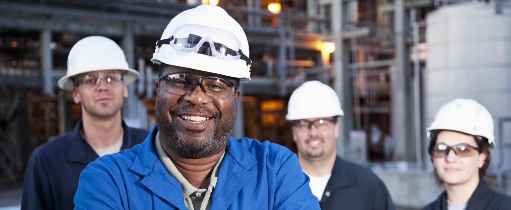 Smiling facility operation employees